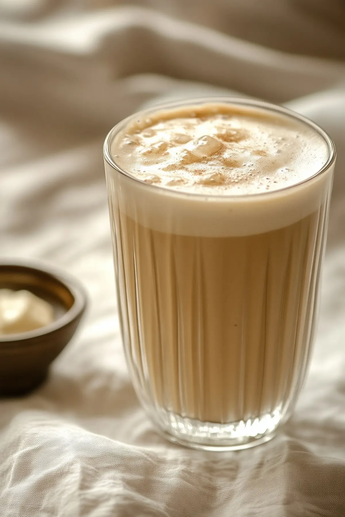 A glass of french vanilla iced coffee