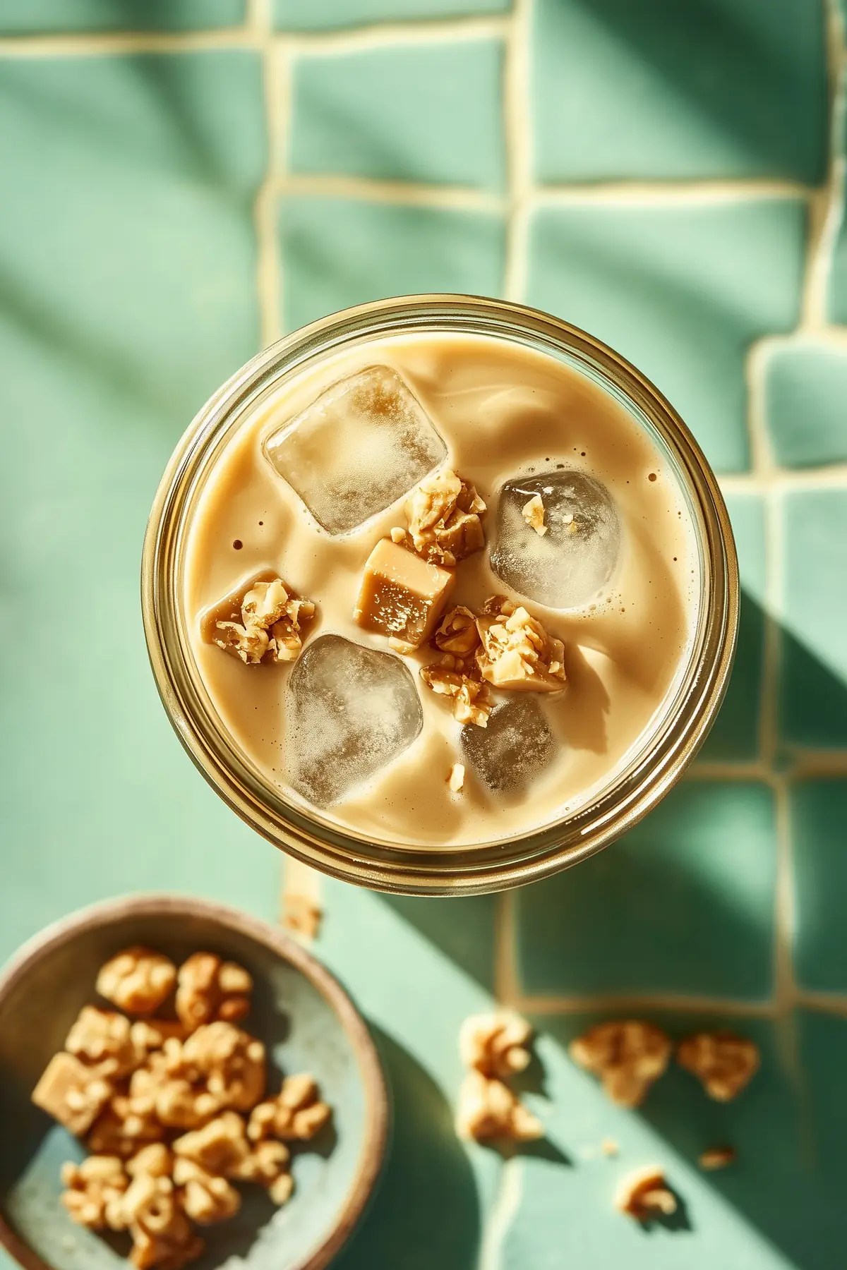 A glass of toffee nut iced coffee