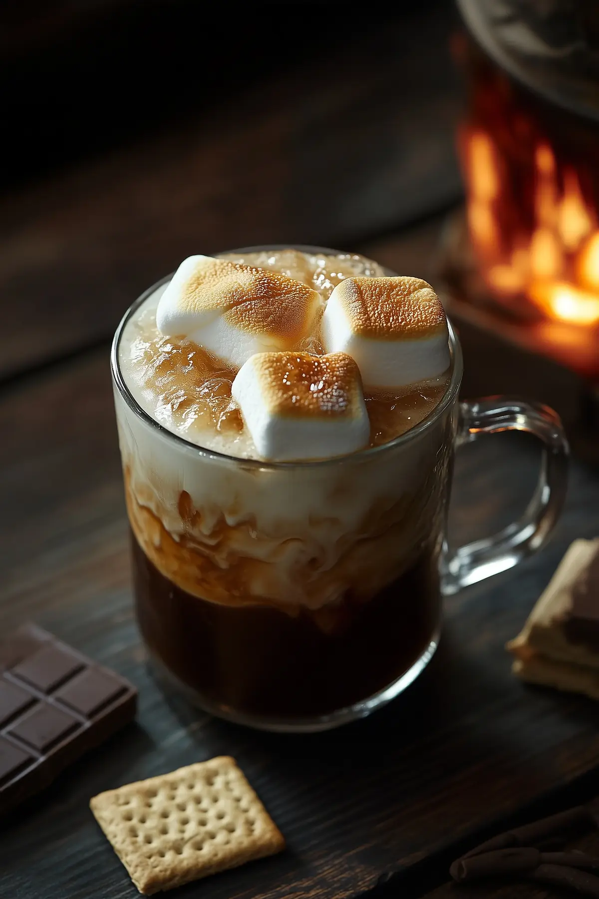 A glass of s’mores iced coffee