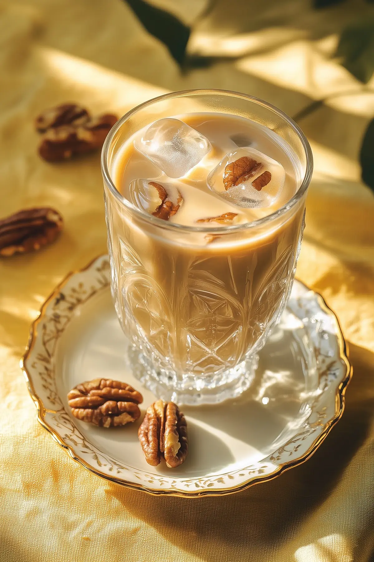 A glass of butter pecan iced coffee