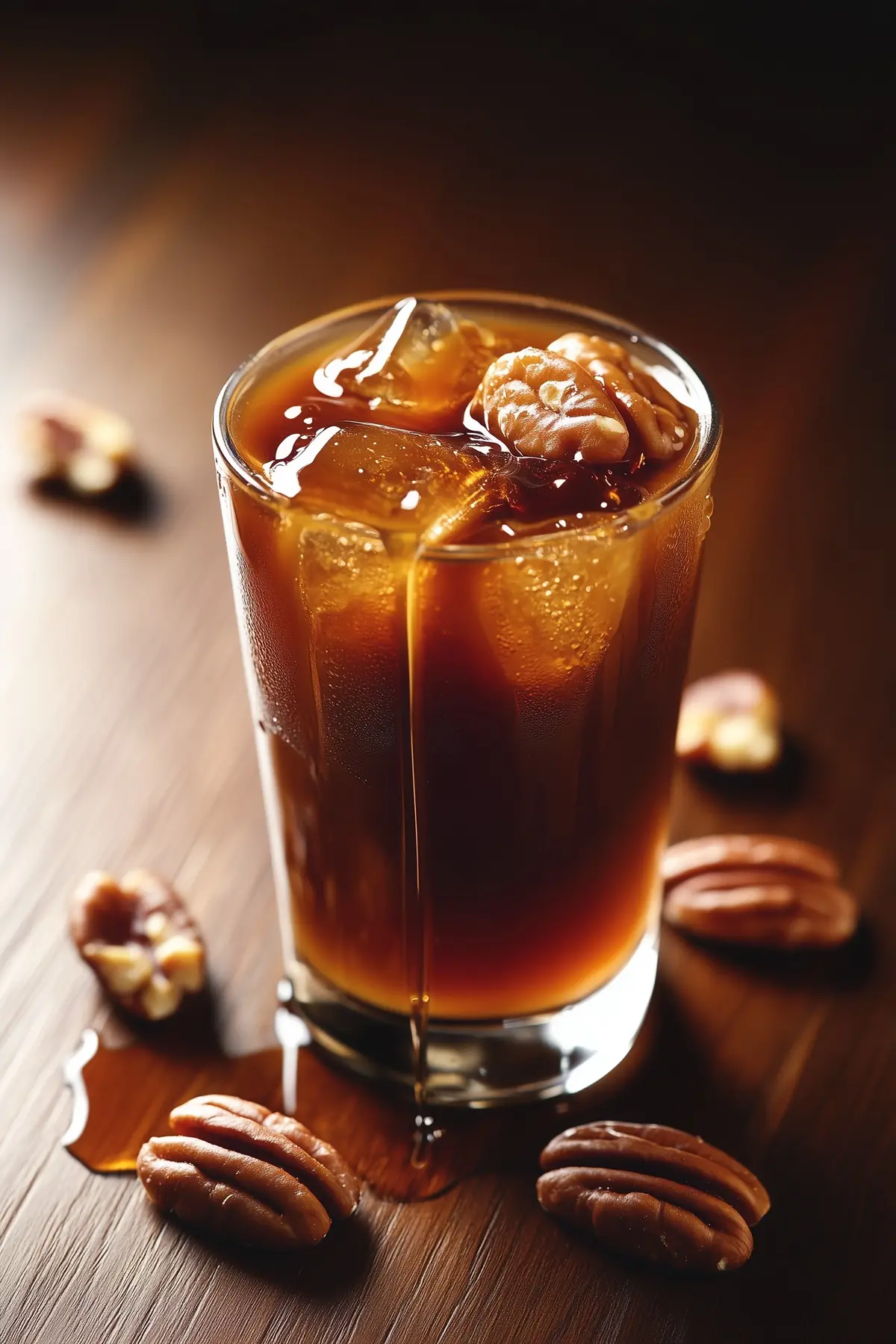 A glass of maple pecan iced coffee